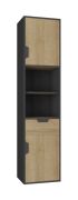 Jugendzimmer Schrank Sprimont 05, Farbe: Grau / Eiche - Abmessungen: 195 x 45 x 40 cm (H x B x T)
