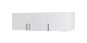 Aufsatz für Drehtürenschrank / Kleiderschrank Messini 04, Farbe: Weiß / Weiß Hochglanz - Abmessungen: 40 x 136 x 54 cm (H x B x T)