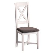 Stuhl mit Stoffbezug "Kilkis" Kiefer altweiß 42 - Abmessungen: 44 x 105 x 39 cm (L x H x T)