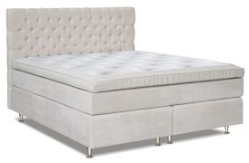 Boxspringbett MINDORO, Box: Bonellfederkern, Matratze: Taschenfederkern, Top Matress: Schaumstoff - Abmessung: 140 x 200 cm - Farbe: Weiß