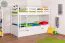 Etagenbett / Stockbett "Easy Premium Line" K20/h inkl. Liegeplatz und 2 Abdeckblenden, Kopf- und Fußteil gerade, Buche Vollholz massiv Weiß - 90 x 200 cm (B x L), teilbar