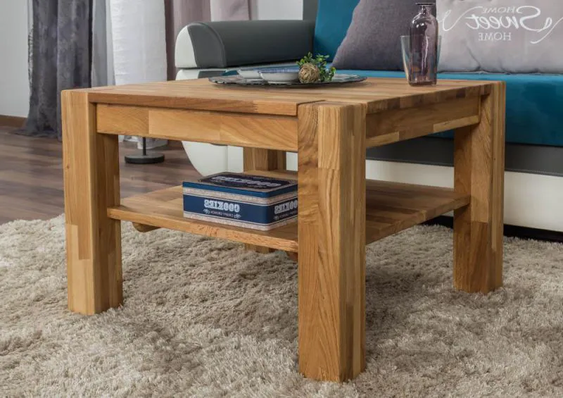 Wohnzimmertisch Eiche Massivholz Farbe: Natur 50x65x65 cm Abbildung