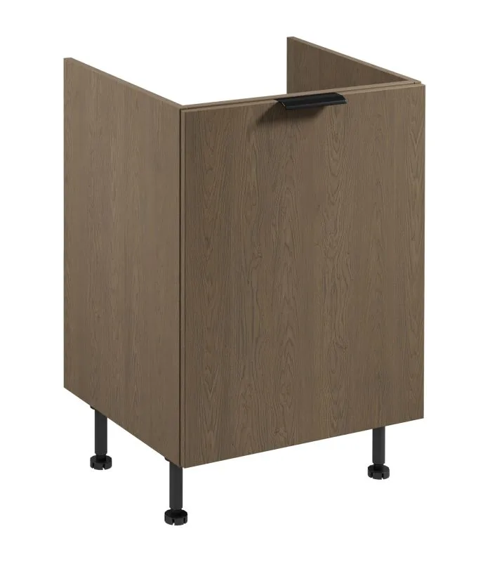 Spülenunterschrank | 1 Drehtür | Farbe: Eiche Baltic Storm | 1 Fach | 60 x 52 x 87 cm | Soft-Close Funktion | Metallgriff | verstellbare Beine