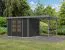 Holz Gartenhaus Anbaudach aus Holz, Fichte anthrazit / Trapezblechdach graualuminium,, robust und wartungsarm, Doppelflügeltür, 2,98 × 2,13 m
