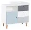 Jugendzimmer - Kommode Syrina 03, Farbe: Weiß / Grau / Blau - Abmessungen: 97 x 104 x 55 cm (H x B x T)