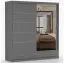 Kleiderschrank / Schiebetürenschrank 2,0 Meter breit | Lusatian 22 | Grau | mit Spiegel | 12 Fächer | 3 Schubladen | 2 Türen | 218 x 203 x 61 cm
