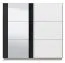 Moderner Kleiderschrank mit zwei Kleiderstangen Sizila 01, Farbe: Weiß / Schwarz, 10 Fächer, Spiegel, Maße: 210 x 217 x 62,5 cm, hochwertige Materialien