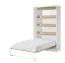 Schlafzimmer Komplett - Set C Nalut | 5-teilig, in Eiche Weiß | Schwarze Metallgriffe | Schrankbett 120 x 200 cm mit LED-Beleuchtung | Schreibtisch | Kleiderschrank | Wandregal