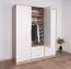 Schlafzimmer - Kleiderschrank mit Spiegel, Farbe: Weiß / Eiche - Abmessungen: 190 x 150 x 56 cm (H x B x T)