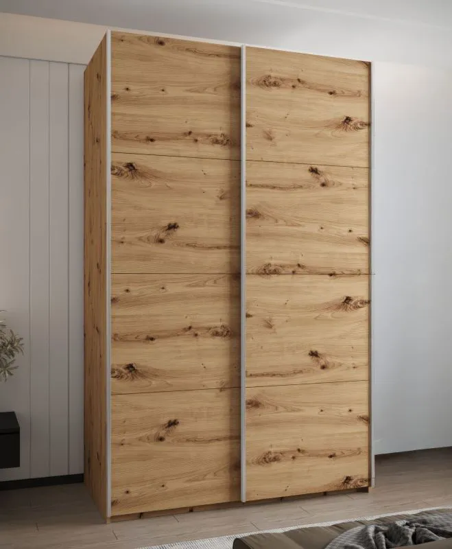 Kleiderschrank / Schiebetürenschrank | 245,5 x 160 x 64 cm | 11 Fächer | 2 Schiebetüren | 2 Kleiderstangen | ABS-Kantenschutz | Farbe: Eiche Artisan
