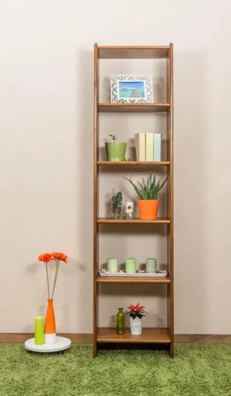 Regal, Küchenregal, Wohnzimmerregal, Bücherregal - 50 cm breit, Kiefer Holz-Massiv, Farbe: Eiche Abbildung