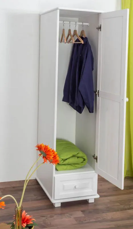 Dielenschrank Kiefer, Farbe: Weiß 190x47x60 cm Abbildung