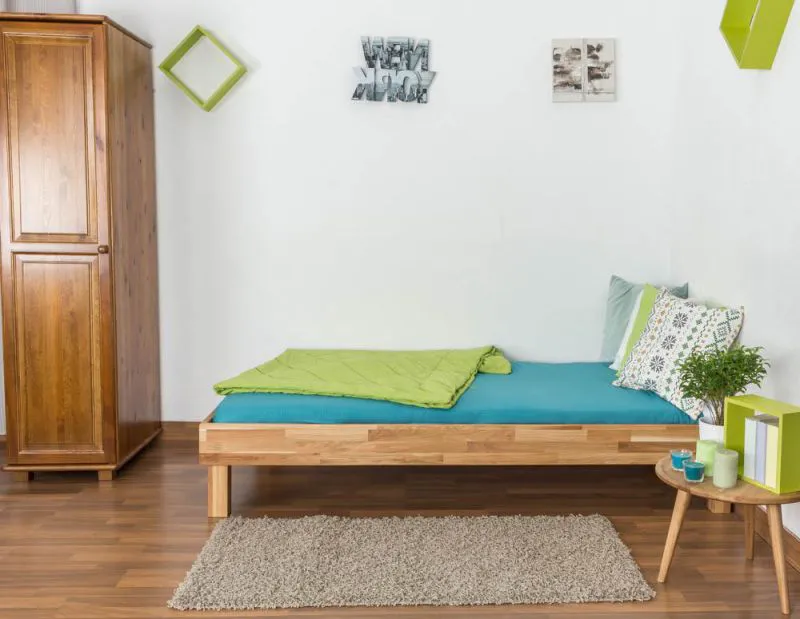 Massivholz Bettgestell Eiche 90 x 200 cm geölt Abbildung