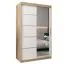 Schiebetürenschrank / Kleiderschrank Jan 02B mit Spiegel, Farbe: Eiche Sonoma / Weiß matt - Abmessungen: 200 x 120 x 62 cm ( H x B x T)