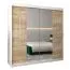 Schiebetürenschrank / Kleiderschrank mit Spiegel Tomlis 05A, Farbe: Weiß matt / Eiche Sonoma - Abmessungen: 200 x 200 x 62 cm (H x B x T)