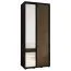 Kleiderschrank mit Spiegeltüre Mina in Schwarz, Schiebetüren, Anti Staubbürsten, viel Stauraum, Metallgriffe, 235,2 x 100 x 60 cm, Einlegeböden