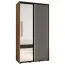 Schiebetürenschrank Mina mit Spiegel in Eiche/Weiß, auch für Wohnzimmer geeignet, Anti Staubbürsten, schwarze Metallgriffe, 235,2 x 130 x 60 cm