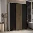 Kleiderschrank Mina mit Schiebetüren in Weiß/Schwarz gehalten, moderne Optik, viel Stauraum, Lamellen in Eiche, Anti Staubbürsten, 235,2 x 170 x 60 cm