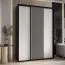Kleiderschrank Mina mit Schiebetüren in Weiß/Schwarz gehalten, moderne Optik, viel Stauraum, Lamellen in Schwarz, Anti Staubbürsten, 235,2 170 x 60 cm