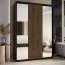 Kleiderschrank Mina mit Schiebetüren und Spiegeln, in Schwarz/Eiche gehalten, moderne Optik, viel Stauraum, Anti Staubbürsten, 235,2 x 180 x 60 cm