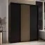 Schwarzer Schiebetürenschrank Tharo, modernes Design, schwarze Metallgriffe, Anti-Staubbürsten, platzsparend, viel Stauraum, robust, 235,2 x 200 x 45 cm