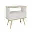 Nachtkästchen / Nachtkommode mit Push-to-open Funktion Horsham 74, Farbe: Weiß, eine Schublade, Maße: 59 x 54 x 39 cm, Beine: Gold, ein Ablagefach
