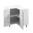 Küchenunterschrank / Eckschrank | Farbe: Grau |  2 Drehtüren | Soft-Close Funktion | 79 x 79 x 82 cm | 2 Fächer | hochglanzlackiert | verstellbare Beine | griffloses System