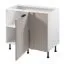 Küchenunterschrank / Eckunterschrank | 1 Drehtür | Farbe: Weiß / Beige | Push-to-open Funktion | Soft-Close Funktion | 2 Fächer | 100 x 56 x 87 cm | Türanschlag: Rechts