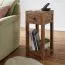 Platzsparender Beistelltisch aus Sheesham Massivholz Apolo 185, Farbe: Sheesham - Abmessungen: 68 x 30 x 30 cm (H x B x T), mit Schublade und Ablagefach