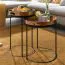 Wohnzimmetisch 2er Set, Farbe: Gold / Schwarz - Abmessungen: 38 x 38 x 45 cm und 32,5 x 32,5 x 53 cm (B x T x H) mit abnehmbarem Tablett