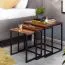 Wohnzimmertisch 3er Set aus Sheesham Massivholz, Farbe: Sheesham - Abmessungen: 40 x 40 x 42 / 35 x 35 x 39 / 30 x 30 x 36 cm (B x T x H)