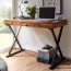 Schreibtisch aus Sheesham Massivholz, Farbe: Sheesham / Metall Schwarz- Abmessungen: 78 x 120 x 55 cm (H x B x T) mit Schublade