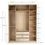 Falttür / Kleiderschrank | Farbe: Beige | Griffe: Schwarz | 3 Schubladen | 3 Kleiderstangen | 175 x 60 x 240 cm | Soft-Close | inkl. LED-Beleuchtung