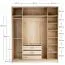 Falttür / Kleiderschrank | Farbe: Weiß / Eiche | 2 Türen | Soft-Close-Funktion | 200 x 60 x 240 cm | Griffe: Metall | inkl. LED-Beleuchtung mit Bewegungssenor