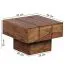 Quadratischer Beistelltisch aus Sheesham Massivholz, Farbe: Sheesham - Abmessungen: 30 x 44 x 44 cm (H x B x T), mit massivem Standbein