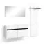 Garderobe Komplett - Set Palvudo | Farbe: Weiß Hochglanz / Schwarz | 3-teilig | 2 Schubladen | 3 große Fächer | Kleiderstange | 2 Türen |