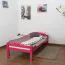 Niedriges Bett für Kinderzimmer / Jugendzimmer "Easy Premium Line" K1/1n, massives Buchenholz, Rosa lackiert, Liegefläche 90 x 200 cm