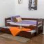 Kinderbett / Jugendbett "Easy Premium Line" K1/h/s inkl. 2. Liegeplatz und 2 Abdeckblenden, 90 x 200 cm Buche Vollholz massiv Dunkelbraun