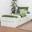 Weißes Buche Bett mit Schubladen 90 x 200 cm Weiß massiv