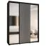 Schwarz-Weißer Schrank mit Spiegeltüren Mina, inklusive Anti Staubbürsten, viel Stauraum, Schwarze Metallgriffe, 235,2 x 190 x 60 cm, Einlegeböden