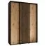 Kleiderschrank Mina mit Schiebetüren in Schwarz/Eiche gehalten, moderne Optik, viel Stauraum, Lamellen in Schwarz, Anti Staubbürsten, 235,2 x 180 x 60 cm