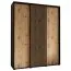 Schiebetürenschrank Tharo in Schwarz/Eiche, auch für Wohnzimmer geeignet, Anti Staubbürsten, Metallgriffe in schwarz, 235,2 x 190 x 45 cm, platzsparend