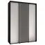 Kleiderschrank Mina mit Schiebetüren in Weiß/Schwarz gehalten, moderne Optik, viel Stauraum, Lamellen in Schwarz, Anti Staubbürsten, 235,2 170 x 60 cm