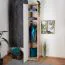 Kinderzimmer - Drehtürenschrank / Kleiderschrank Benjamin 16, Farbe: Buche / Weiß - 236 x 44 x 56 cm (H x B x T)