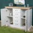 Kommode Badile 01, Farbe: Kiefer Weiß / Braun - 98 x 127 x 46 cm (H x B x T)