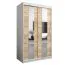 Schiebetürenschrank / Kleiderschrank Polos 02 mit Spiegel, Farbe: Weiß matt / Eiche Sonoma - Abmessungen: 200 x 120 x 62 cm (H x B x T)