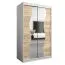 Schiebetürenschrank / Kleiderschrank Robinyera 02 mit Spiegel, Farbe: Weiß matt / Eiche Sonoma - Abmessungen: 200 x 120 x 62 cm ( H x B x T)