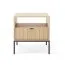 Nachtkommode | geriffelte Front | Farbe: Eiche Vicenza | 1 Schublade | 1 Ablagefach | Maße: 54 x 39 x 56 cm | Griffe & Beine: Schwarz | ABS-Kanten