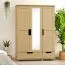 Kleiderschrank / Drehtürenschrank Kiefer massiv Vollholz natur 008 - Abmessung 190 x 120 x 60 cm (H x B x T)