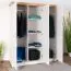 Drehtürenschrank / Kleiderschrank Badile 19, Farbe: Kiefer Weiß / Braun - 197 x 157 x 60 cm (H x B x T)